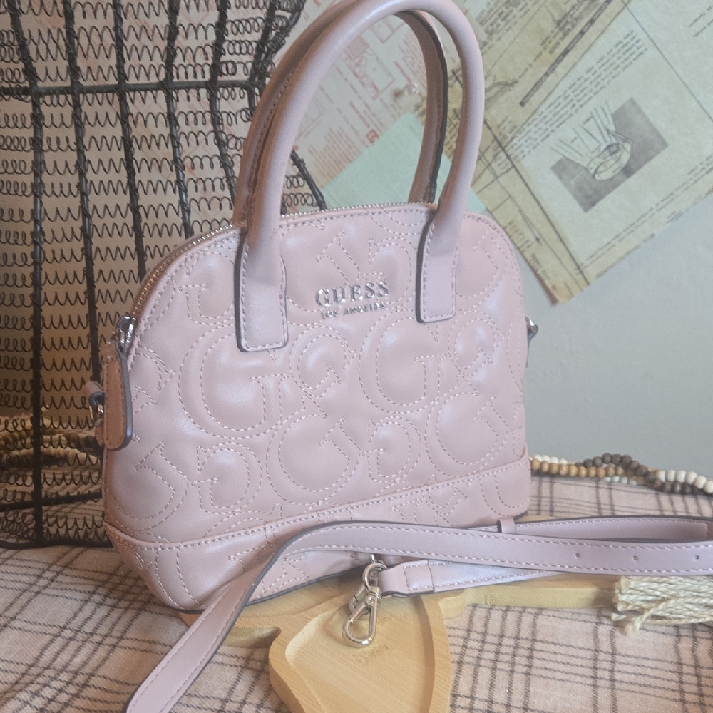 GUESS Light Pink Embossed Satchel